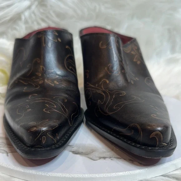 EUC Donald Pliner Perlie Italian Black Leather Embroidered Western Mules, 7.5M - Picture 3 of 14